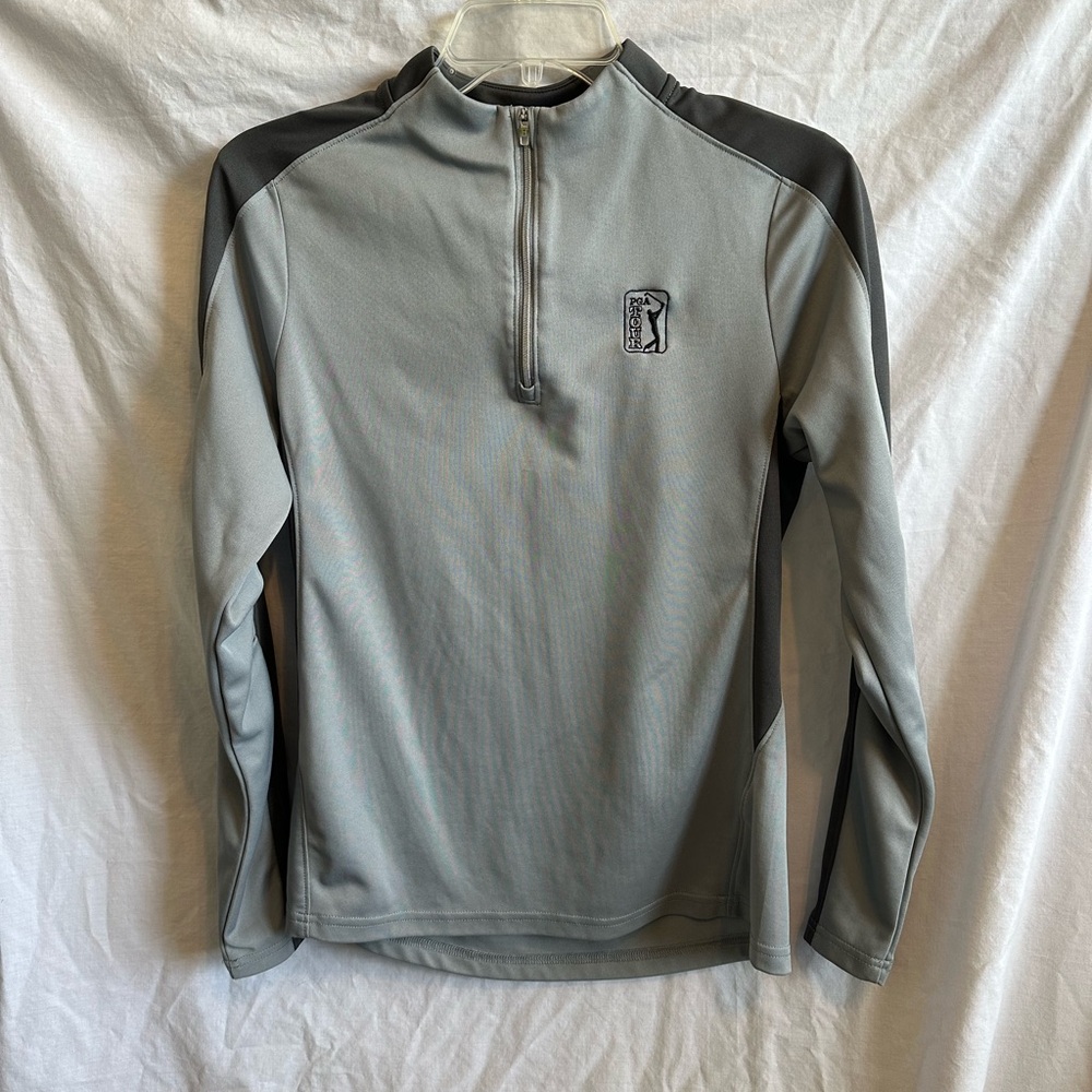 Peter Millar Gray Fitted Zippered Polo Sweatshirt